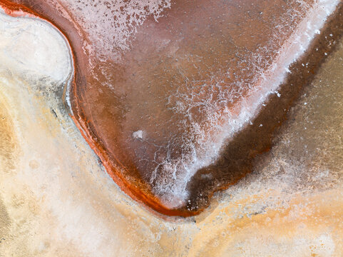 Aerial view of the salt lake in Pithara, Western Australia, Australia.