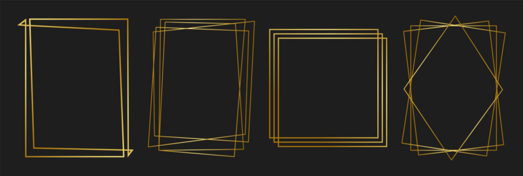Gold geometric square and rectangle frame set