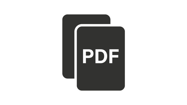 Minimalist dark grey pdf document file icon featuring rounded corners on a clean white background