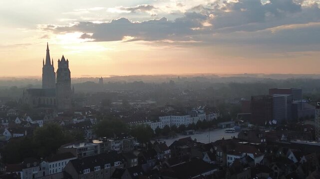 Bruges Sunset Skyline