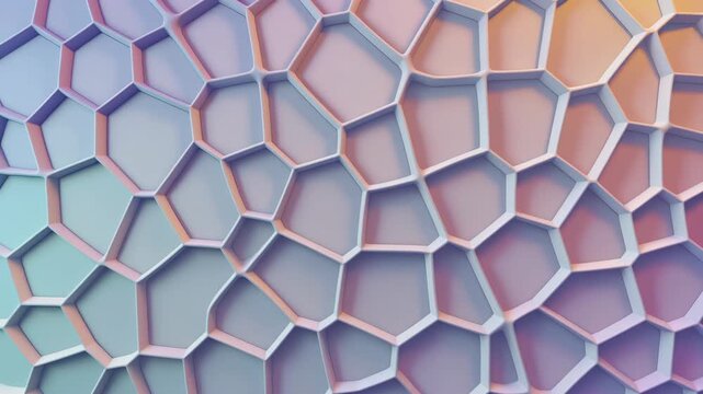Pastel cellular geometric pattern with soft hexagonal shapes