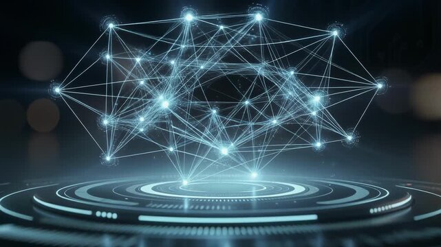 Futuristic technology world with glowing interconnected networks and vibrant digital energy pulses