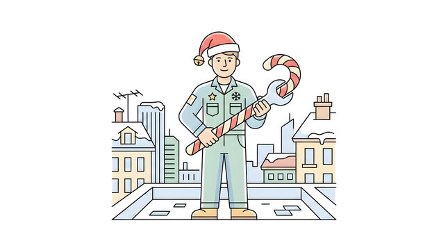 Christmas Mechanic Wrench Candy Cane