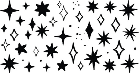 Fototapeta premium Hand drawn doodle star shapes set