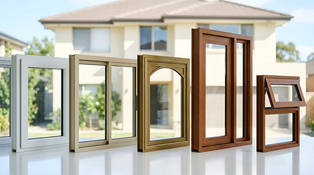 Diverse array of modern window frames showcasing residential architectural design and home renovation options