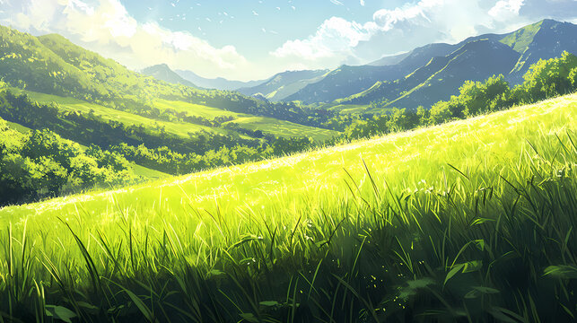 A Peaceful Mountain Valley Meadow Scene