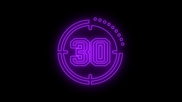  30 Second Countdown Timer Neon Icon