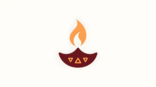 Minimalist Diwali diya oil lamp vector icon design, simple Indian Deepavali festival of lights flame symbol isolated on white background