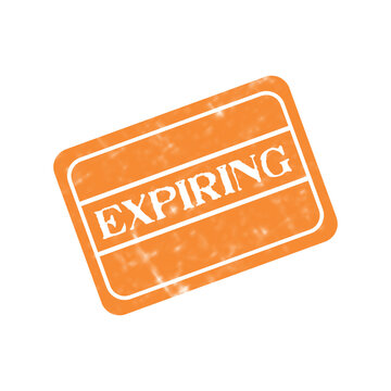 Orange grunge rubber stamp with the word expiring on it for marking important documents and office papers