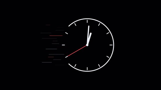Fast analog clock with an open ring and traveling speed lines