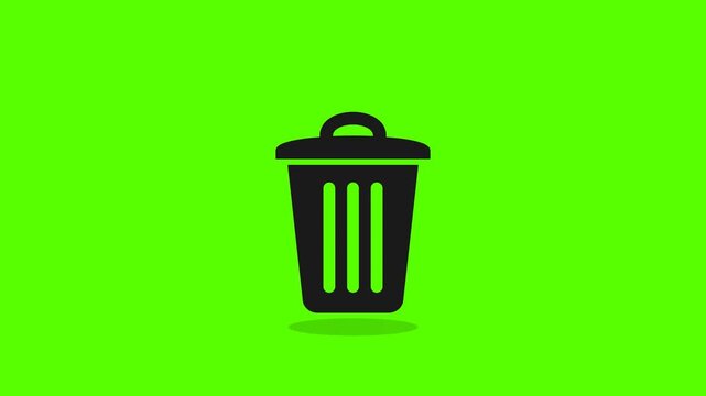 Minimalist Black Recycle Bin Icon Opening for UI Animation