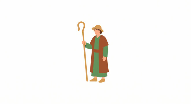 Ancient Middle Eastern Shepherd Vector Character for Christian Nativity Educational Materials