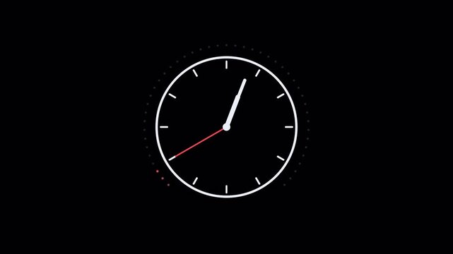Analog clock advances in steps with sequential progress dots
