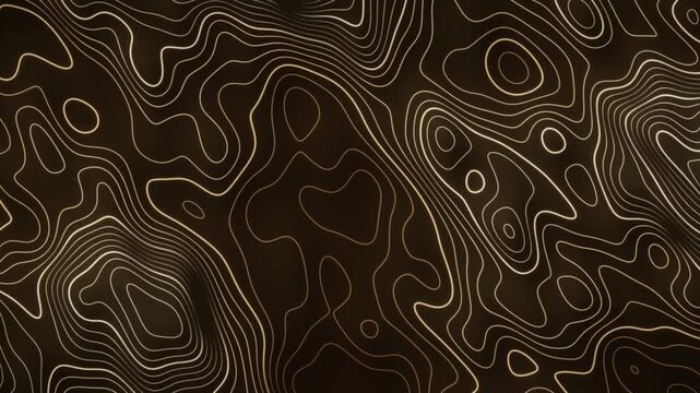 Morphing Topographic Contour Lines Glowing Elevation Map Abstract Motion Background Seamless Loop in calm brown tones