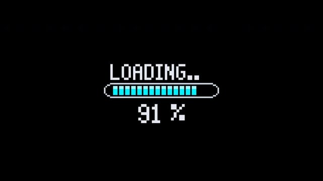 Pixel Art Loading Bar Animation with Percentage Progress