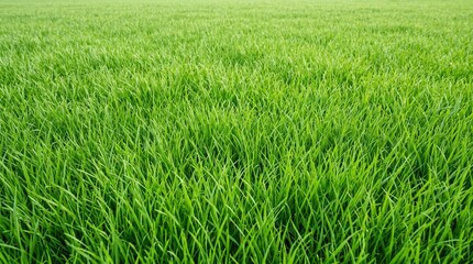Obraz premium Vibrant green grass field texture with natural sunlight and copy space
