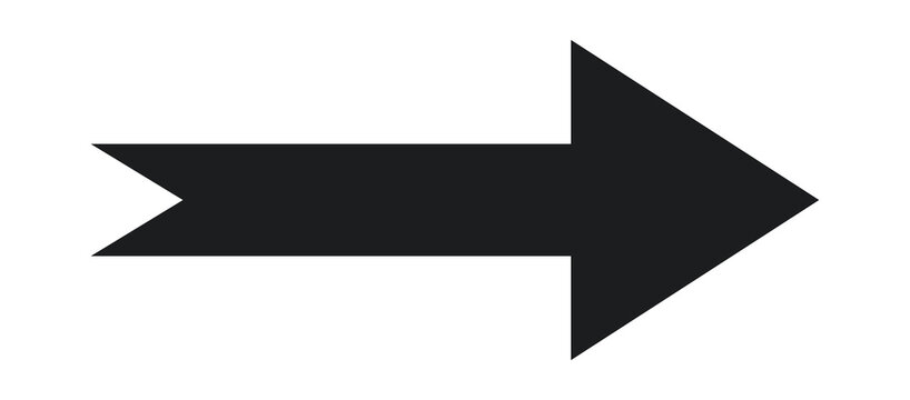 Black right arrow with a bold geometric shape, long straight line and pointed arrowhead in clean vector style.
