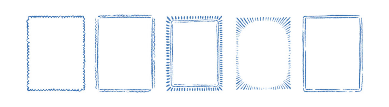 Summer border illustration featuring Italian coastal motifs. Hand-drawn frame with chalk textures, vintage stamps, and Amalfi-inspired waves for creative design projects. Vector illustration.