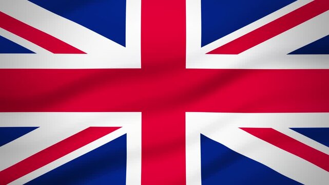 Flag of the United Kingdom waving in a hanging banner, filling the frame, daylight &mdash; seamless 4K loop background