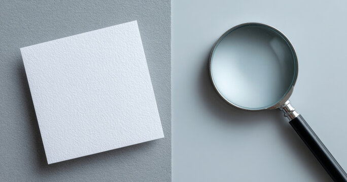 Blank paper with magnifying glass