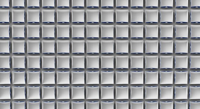 White Empty Display Boxes with Blue Star Borders Pattern