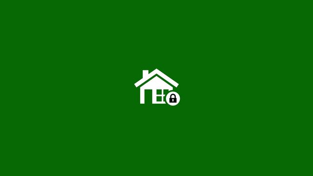 House icon with padlock sign. Address icon and security, protection, privacy symbol.Home and lock. Protection, safety, security, protect, defense concept. 4K Video motion graphic animation.