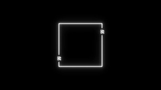 Neon glowing square quote box frame animation on black background, for social media