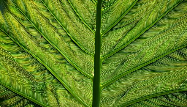 A Large Vibrant Green Elephant Ear Leaf With Prominent Veins