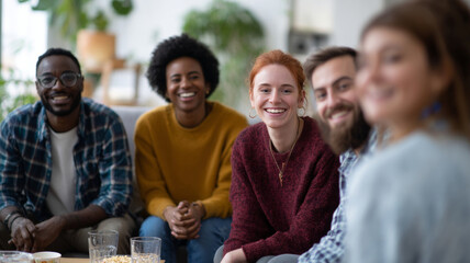 Obraz premium Diverse group of friends smiling indoors