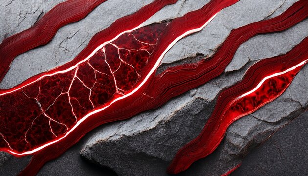 Shining Cinnabar Vein In Grey Stone Texture