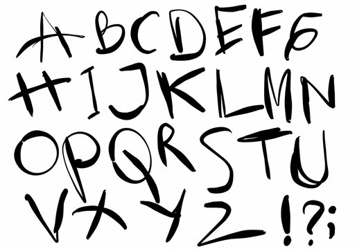 set of letters. Marker paint alphabet isolated over white background  Letters. Hand drawing kids colorful paint alphabet for education kids. Typography 