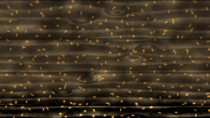 Fototapeta premium Dark wood texture with scattered golden confetti
