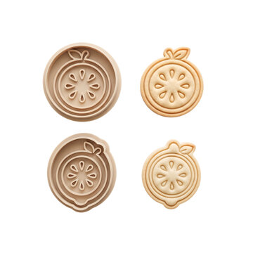 Set of four detailed wooden mooncake molds with traditional floral patterns for baking food