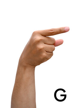 Sign Language Letter G Hand Gesture on White Background