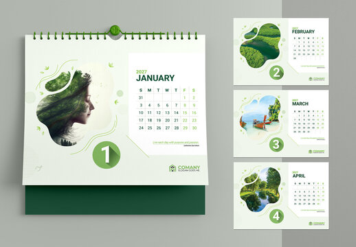 Modern Eco Desk Calendar 2027 Template Design
