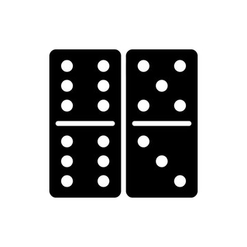 Black dominoes tiles vector icon on transparent background.