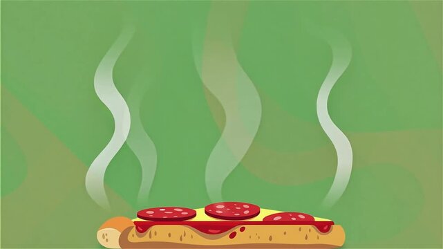 Pizza Slice With Stretchy Melted Cheese Pull Vector Animation On Green Screen 5 Seconds Video
