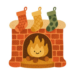 Obraz premium PNG Cozy festive fireplace illustration