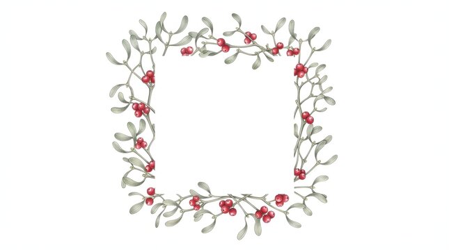 Decorative floral thanksgiving border with red berries and green leaves frame design