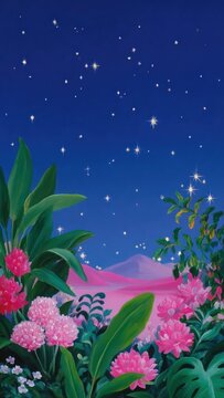 Starlit tropical paradise mobile wallpaper