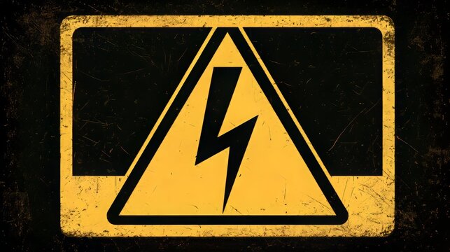 High voltage hazard sign with electrical warning symbol for industrial safety, power systems, workplace protection and accident prevention