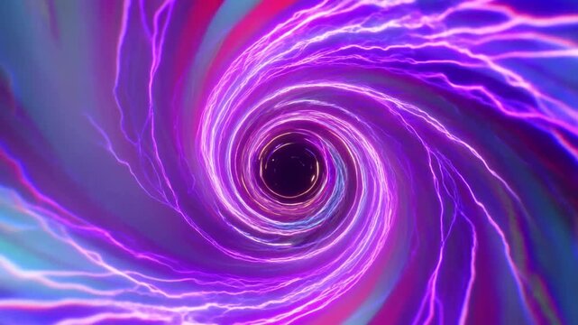 Glowing purple energy vortex spiraling through a luminous abstract tunnel