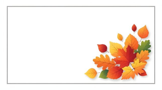 Beautiful thanksgiving border with colorful autumn leaves on a white background
