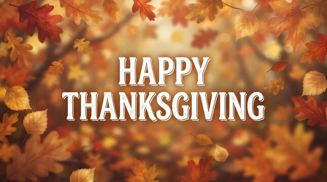 Beautiful happy thanksgiving border with colorful autumn leaves and soft lighting