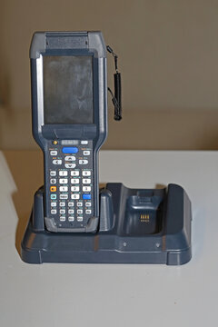 Handheld Laser Barcode Reader Scanner at Dock Charger Desktop