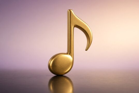 Elegante nota musicale dorata in 3D su sfondo sfumato pastello