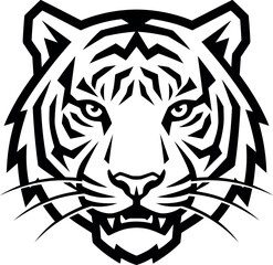 Fototapeta premium Tiger head mascot vector and black and white wild cat logo
