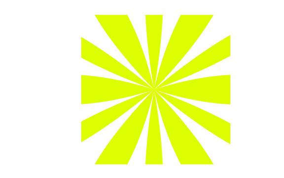 Yellow sunburst pattern vector illustration, neon green radial star burst rays background isolated on white, abstract geometric optical design for poster, banner, print and summer background element