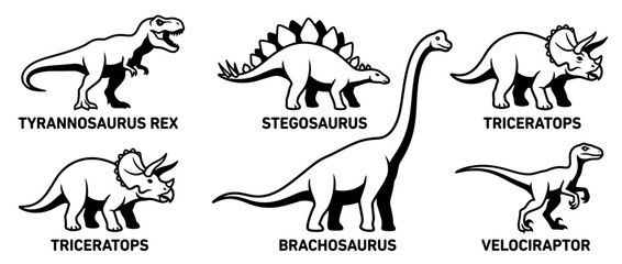 Set of Dinosaur Illustrations Isolated on Transparent Background © herdiyaji