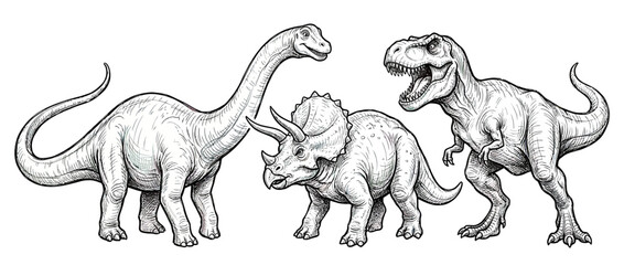 Vintage Dinosaur Illustration Isolated Transparent Background © jaus